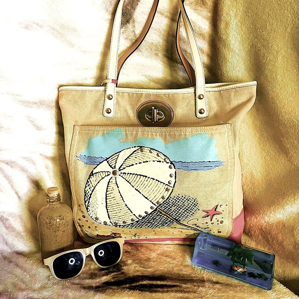 Coach Pierre Le-Tan Journée à La Plage Canvas & Leather Tote